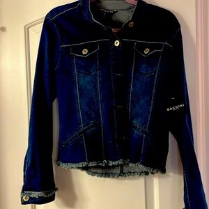Baccini frayed jeans jacket nwt